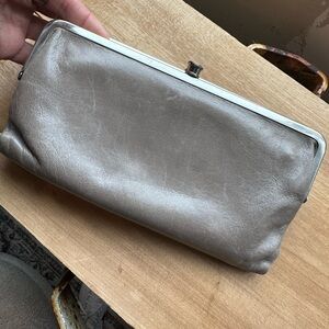 Hobo International Lauren Elegant Gray Leather Clutch Wallet